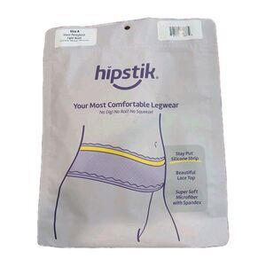 Hipstik Sheer Light Nude Pantyhose Size A Retail $38 No Roll Lace Top Super Soft